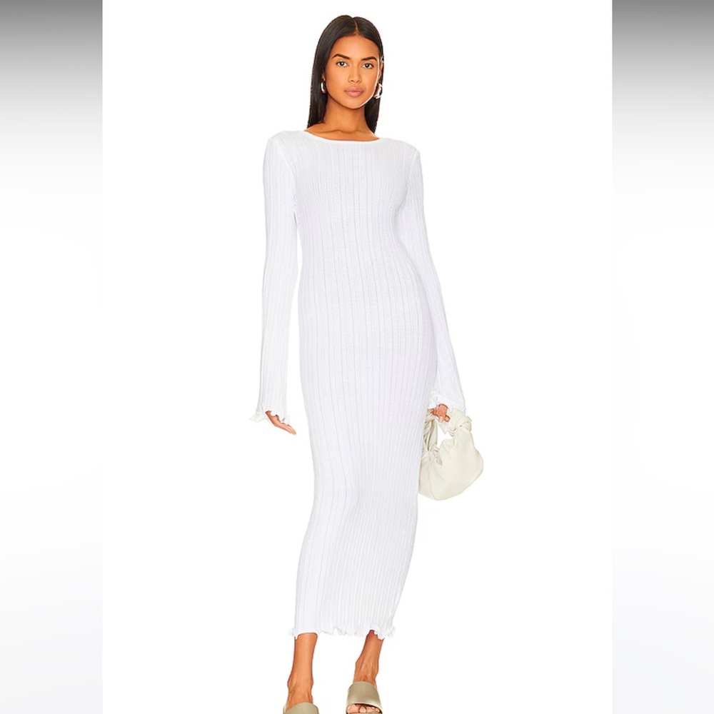 SNDYS Baha Long Sleeve Maxi Dress in White